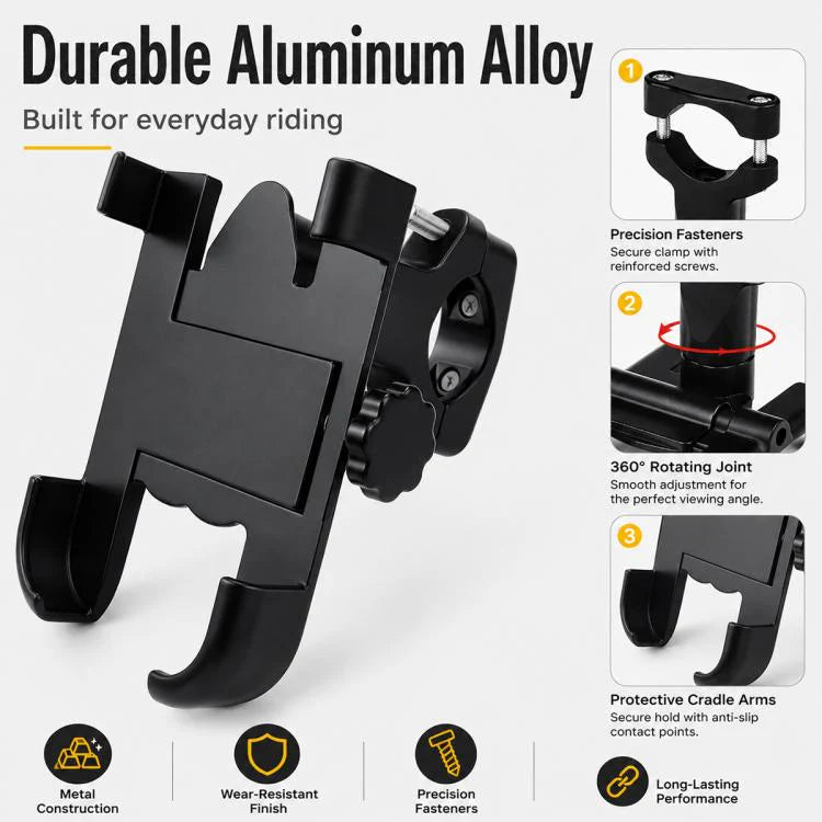 Motorcycle Handlebar Aluminum Alloy Phone Bracket, Suitable for 60-100mm Device(Black)