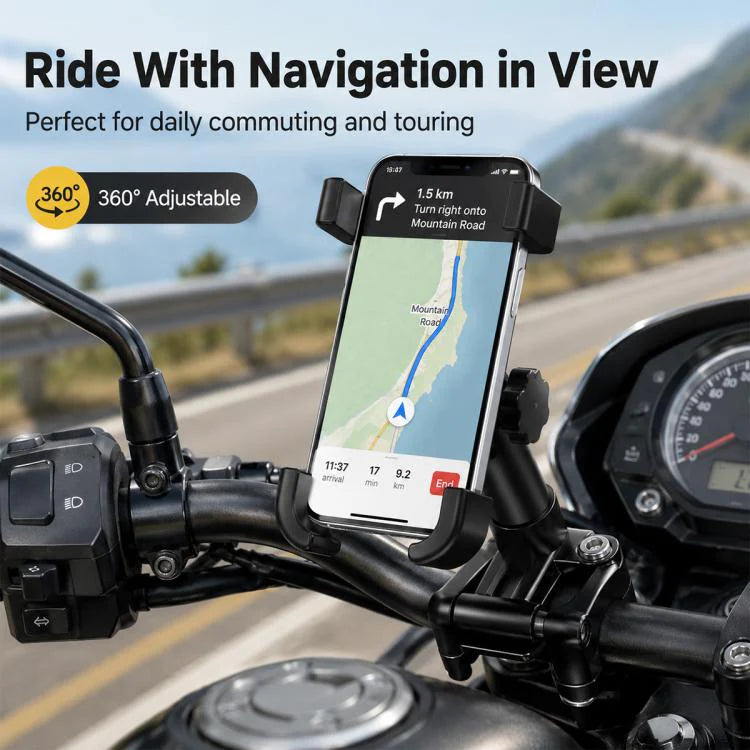 Motorcycle Handlebar Aluminum Alloy Phone Bracket, Suitable for 60-100mm Device(Black)